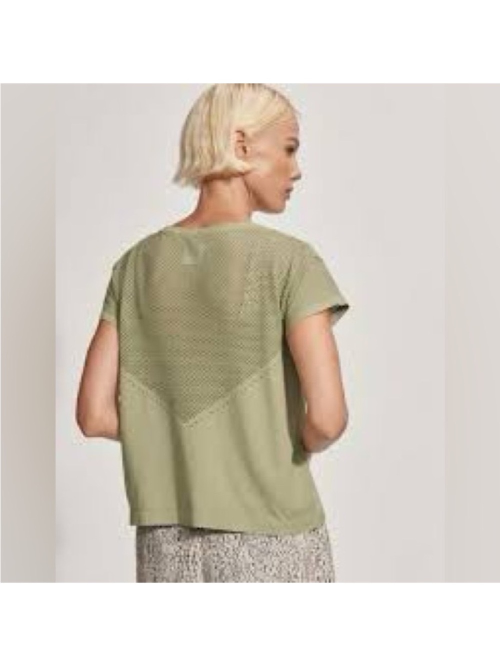 Varley Olive Green Short Sleeve Mixed-Back Tee